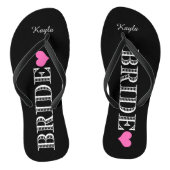 Zwart/roze hartbriden teenslippers (Voetbed)