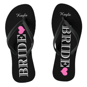 Zwart/roze hartbriden teenslippers