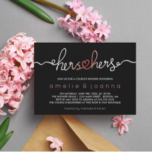 Zwart-roze   Hers & Hers Couple's Shower Kaart