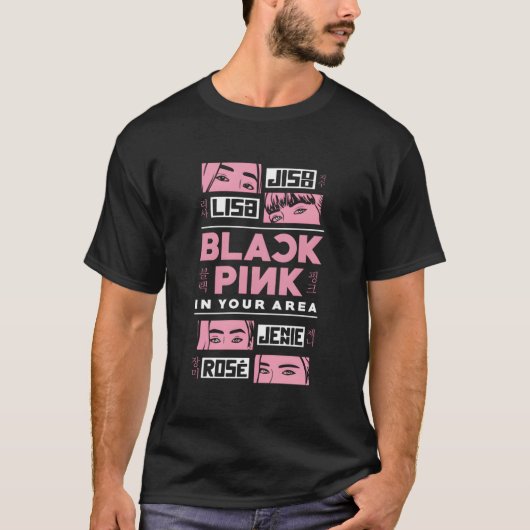 Zwart Roze In Uw Gebied K-Pop Koreaanse Pop K-Pop  T-shirt (Voorkant)