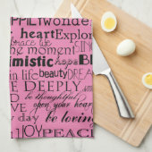 Zwart roze Inspirerend woorden Theedoek (Quarter Fold)