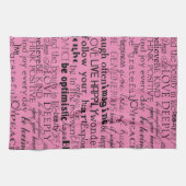 Zwart roze Inspirerend woorden Theedoek (Horizontaal)