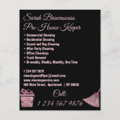 Zwart Roze Janitorial Maid House Schoonmaak Flyer (Achterkant)