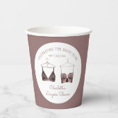 Zwart Roze Kant Waterverf Ondergoed Bruidsfeest Papieren Bekers (Voorkant)