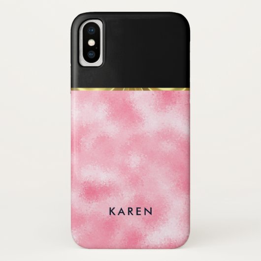 Zwart-roze keh Glitter Geometric Design Case-Mate iPhone Case (Achterkant)