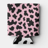 Zwart & Roze Koe Koeienhuid Print Blikjeskoeler (Voorkant)