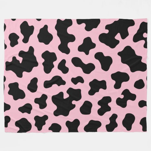 Zwart & Roze Koe Koeienhuid Print Fleece Deken (Voorkant (Horizontaal))
