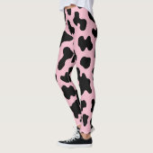 Zwart & Roze Koe Koeienhuid Print Leggings (Links)