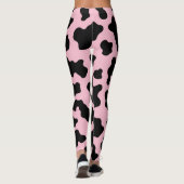 Zwart & Roze Koe Koeienhuid Print Leggings (Achterkant)