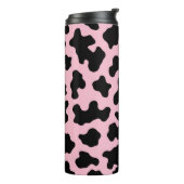 Zwart & Roze Koe Koeienhuid Print Thermosbeker (Gedraaid links)
