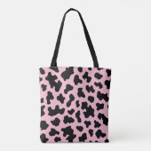 Zwart & Roze Koe Koeienhuid Print Tote Bag (Achterkant)