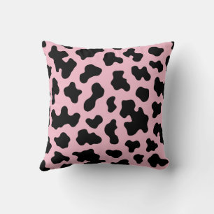 Zwart & Roze Koehuid Print Kussen