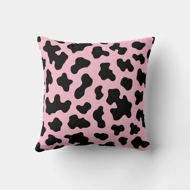 Zwart & Roze Koehuid Print Kussen (Achterkant)