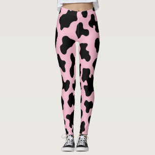 Zwart & Roze Koehuid Print Leggings