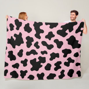 Zwart & Roze Koeienhuidprint Fleece Deken