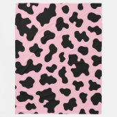 Zwart & Roze Koeienhuidprint Fleece Deken (Voorkant)