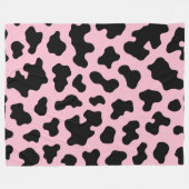 Zwart & Roze Koeienhuidprint Fleece Deken (Voorkant (Horizontaal))