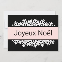 Zwart, Roze Kwarts en Witte Sneeuwvlokken  Feestdagenkaart