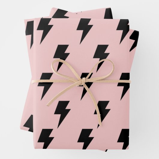 Zwart Roze Lightning Y2K Indie Bold Gifts Inpakpapier Vel (In situ)