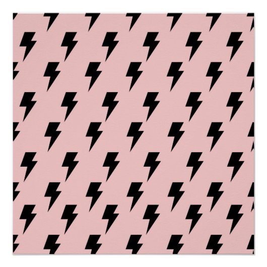 Zwart Roze Lightning Y2K Indie Bold Wall Decor Perfect Poster (Voorkant)