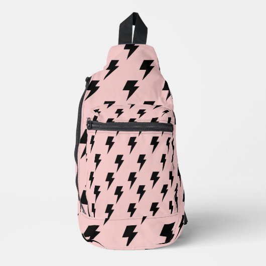 Zwart Roze Lightning Y2K Indie Dagelijks Chic Sling Bag (Voorkant)