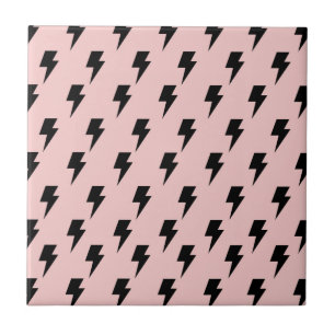 Zwart Roze Lightning Y2K Indie Stijlvol Decor Tegeltje