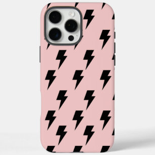 Zwart Roze Lightning Y2K Indie Stijlvolle Bescherm iPhone 16 Pro Max Hoesje