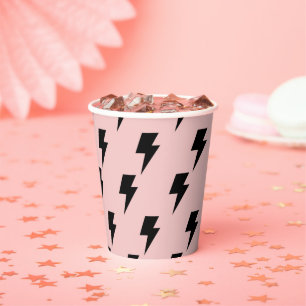 Zwart Roze Lightning Y2K Indie Trendy Partijen Cup Papieren Bekers