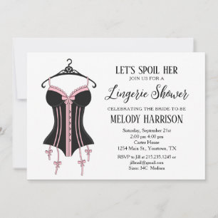 zwart roze lingerie bruiloft uitnodiging