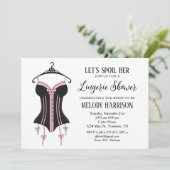 zwart roze lingerie bruiloft uitnodiging (Staand voorkant)