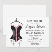 zwart roze lingerie bruiloft uitnodiging (Voorkant / Achterkant)