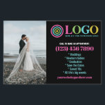 Zwart Roze Logo Foto's Promo Small Business Flyer<br><div class="desc">Zwarte, gele en roze marketingflyers voor uw kleine bedrijf gepersonaliseerd met uw logo, foto's, QR-code en aangepaste tekst. Gepersonaliseerde promo flyers voor uw kleine bedrijf, misschien fotografie, landschapsarchitectuur, schoonheid, wellness en meer. Voeg foto's, adres, sociale media, telefoonnummer en alle informatie toe die uw toekomstige klanten en klanten nodig hebben. Generieke...</div>