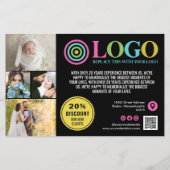 Zwart Roze Logo Foto's Promo Small Business Flyer (Achterkant)