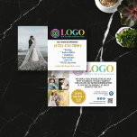 Zwart Roze Logo Foto's Promo Small Business Flyer<br><div class="desc">Zwarte, gele en roze marketingflyers voor uw kleine bedrijf gepersonaliseerd met uw logo, foto's, QR-code en aangepaste tekst. Gepersonaliseerde promo flyers voor uw kleine bedrijf, misschien fotografie, landschapsarchitectuur, schoonheid, wellness en meer. Voeg foto's, adres, sociale media, telefoonnummer en alle informatie toe die uw toekomstige klanten en klanten nodig hebben. Generieke...</div>