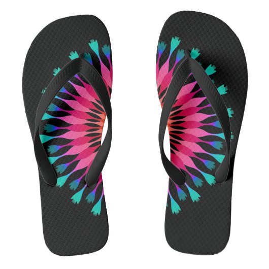 Zwart/roze Lotus Flower Teenslippers (Voetbed)