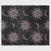 Zwart Roze Maan Zon Mandala Cadeaupapier (Vlak)