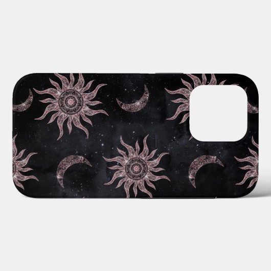 Zwart Roze Maan Zon Mandala Case-Mate iPhone Case (Achterkant (horizontaal))