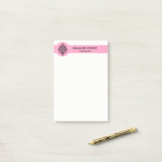 Zwart & Roze Mandala Ornament Post-it® Notes (Op bureau)