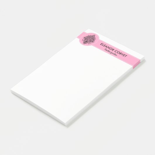 Zwart & Roze Mandala Ornament Post-it® Notes (Schuin)