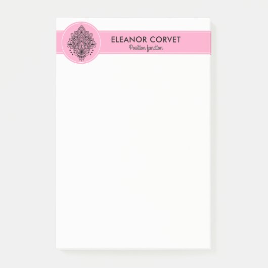 Zwart & Roze Mandala Ornament Post-it® Notes (Voorkant)