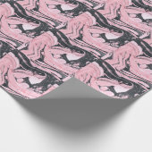 Zwart Roze Marmer: Abstracte kunst Cadeaupapier (Hoek)
