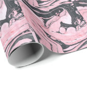 Zwart Roze Marmer: Abstracte kunst Cadeaupapier (Rol Hoek)
