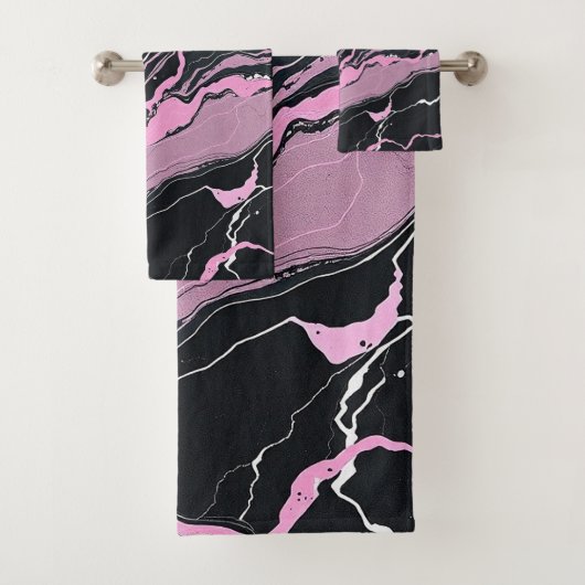 Zwart-roze marmer bad handdoek (Insitu)