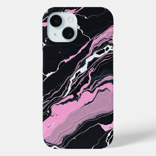 Zwart-roze marmer Case-Mate iPhone case (Achterkant)