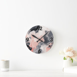 ZWART ROZE MARMER GEÏNSPIREERDE WANDKLOK