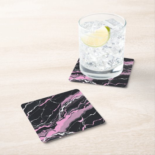 Zwart-roze marmer kartonnen onderzetters (Insitu)