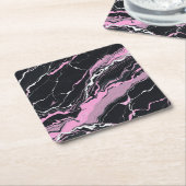 Zwart-roze marmer kartonnen onderzetters (Schuin)