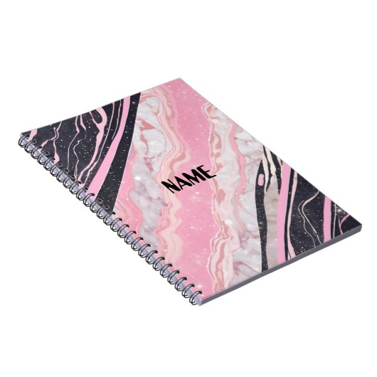 Zwart & Roze Marmer Notitieboek (Rechterzijde)