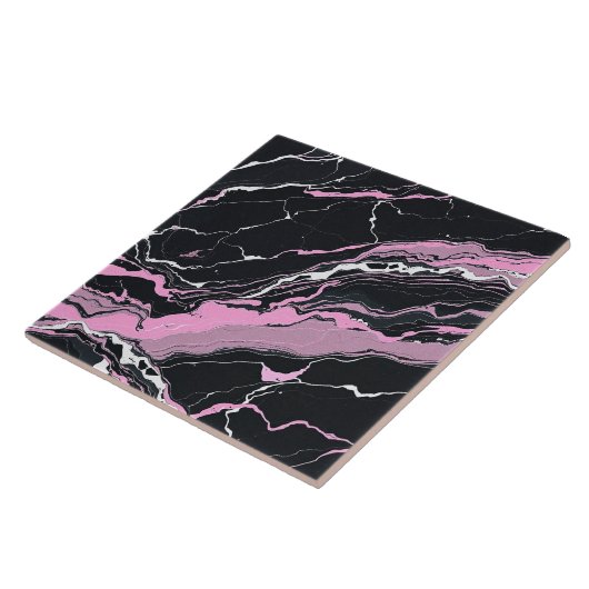 Zwart-roze marmer tegeltje (Zijkant)
