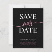 Zwart Roze Mauve SAVE OUR DATE hart Save The Date (Voorkant)